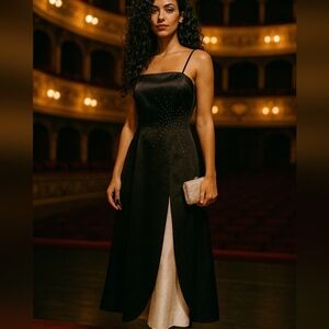 Black and Cream Maxi Dress. Bling Detail On Waist. Size 6.